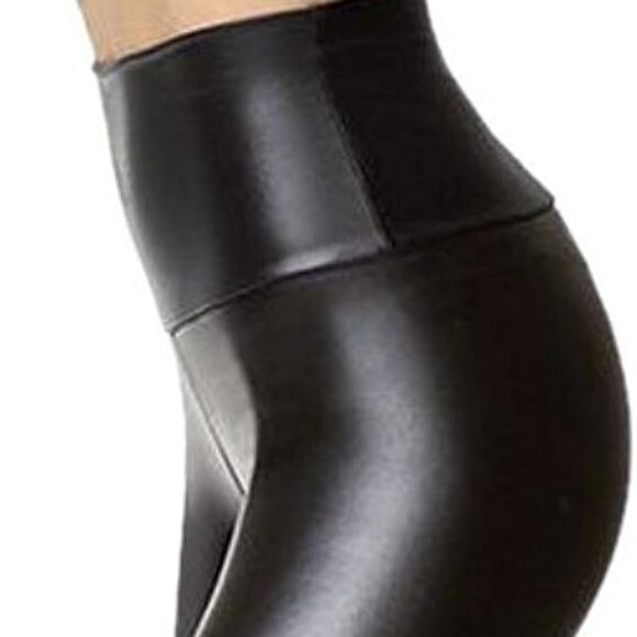 Tagoo Faux Leather Leggings High Waisted Stretch Tights Black Shiny Pants Size M - Picture 1 of 11